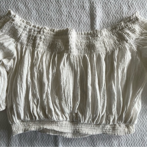 We The Free Gauze Off The Shoulder Smock Crop Top - Picture 7 of 11